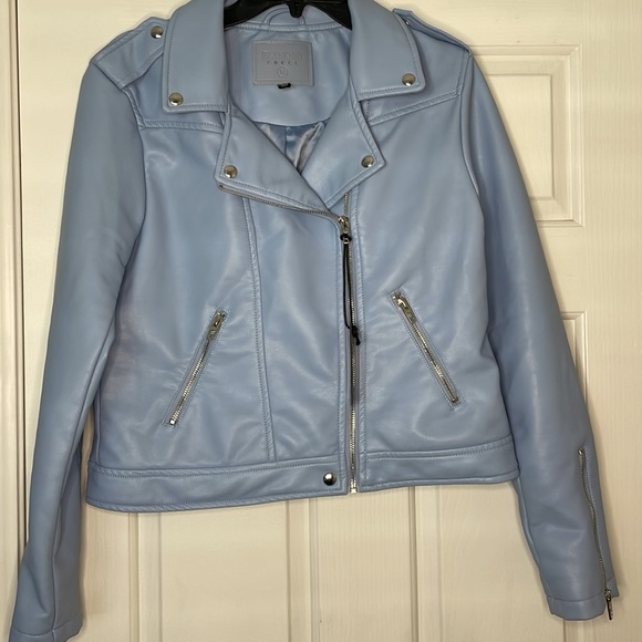 Blank NYC Light Blue Moto Jacket, Fully Lined, NWT, Medium - Picture 1 of 6